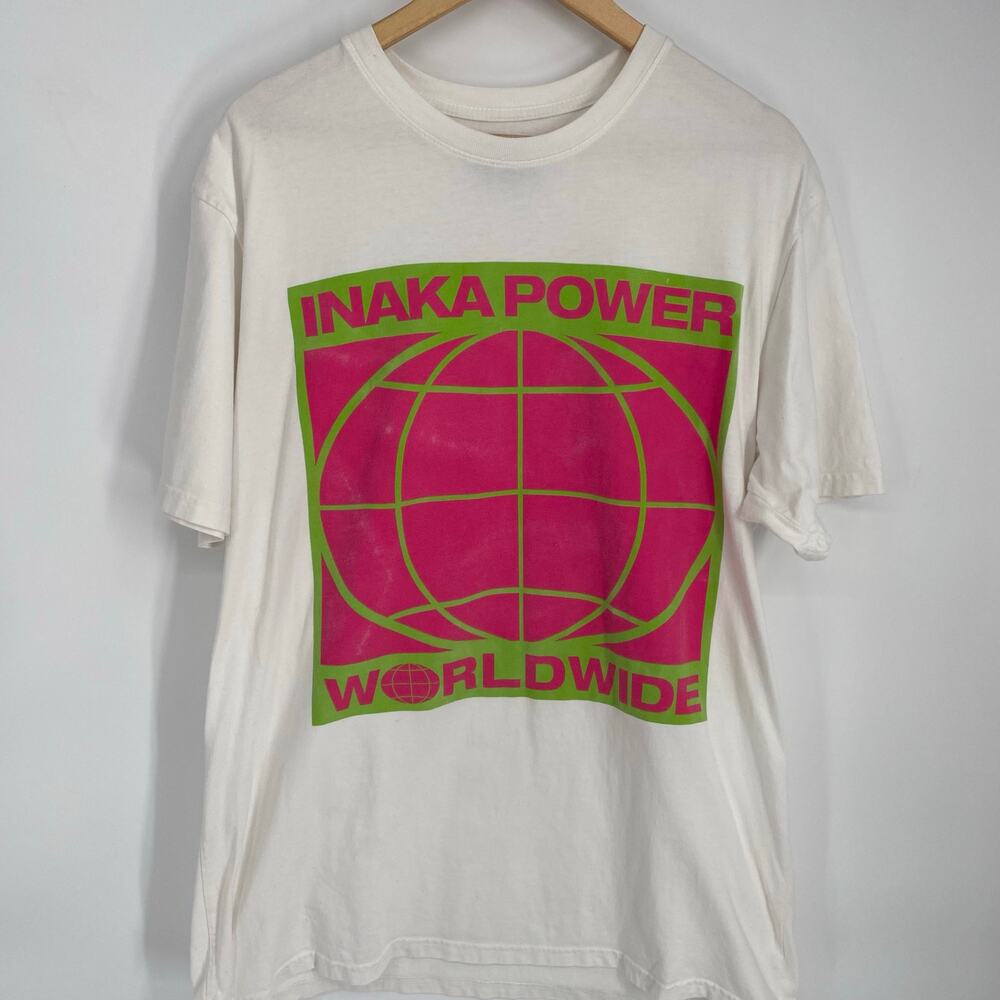Inaka Power Top Women’s Large Worldwide Neon Globe Graphic Print Heavyweight